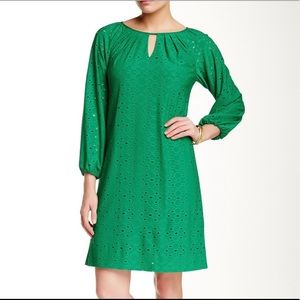 Eliza J eyelet dress with keyhole neck